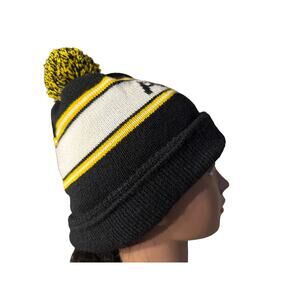 "ARMY" green yellow beanie with pom pom